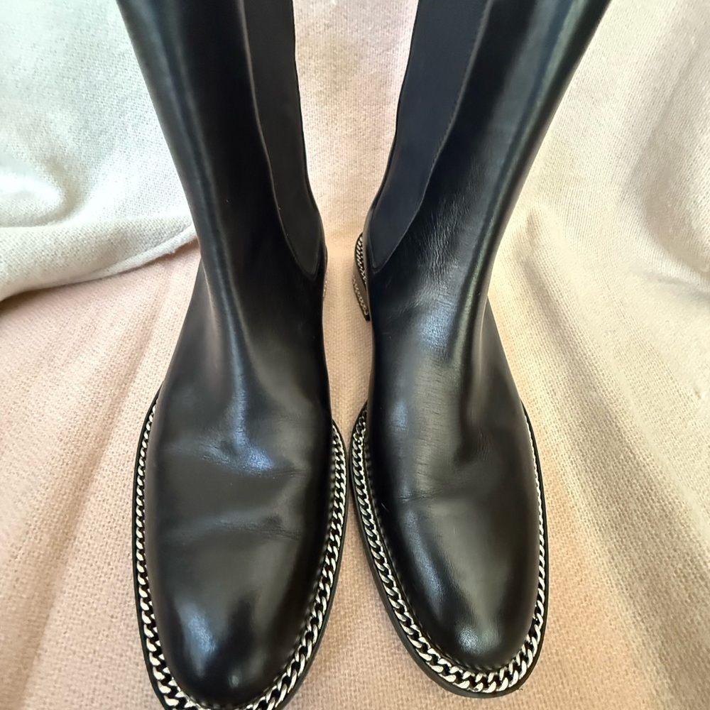 Givenchy Black Combat Boots with Silver Chain Detail